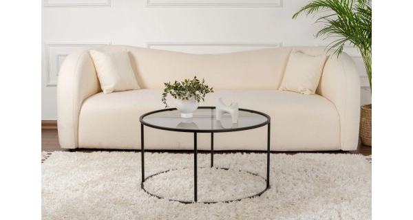 Konferenční stolek FERMIS - 80 cm, černá/šedé sklo