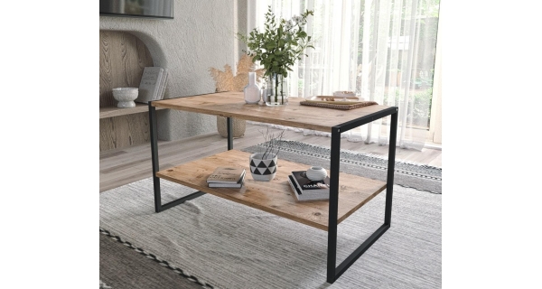 Konferenční stolek FIDŽI 50x90 cm, borovice/černá