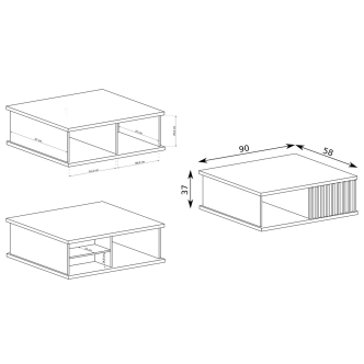 Konferenční stolek FRAGILIS 1S na nohách, dub artisan/černá