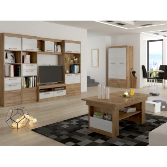 Konferenční stolek GATTON, craft zlatý/craft bílý, 5 let záruka