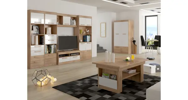 Konferenční stolek GATTON, dub sonoma/bílý lesk