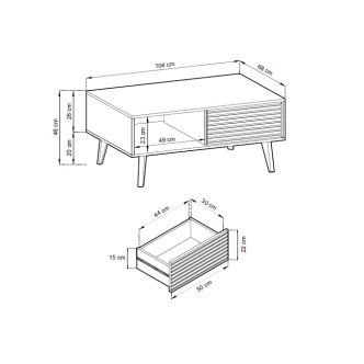 Konferenční stolek GIFU, černý grafit/dub