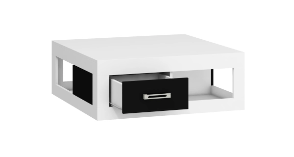 Konferenční stolek GOUDINI, bílá/černý lesk, 5 let záruka