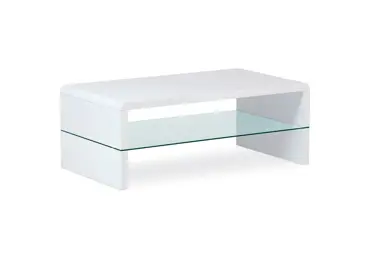 Konferenční stolek HOSTA, vysoký bílý lesk/čiré sklo