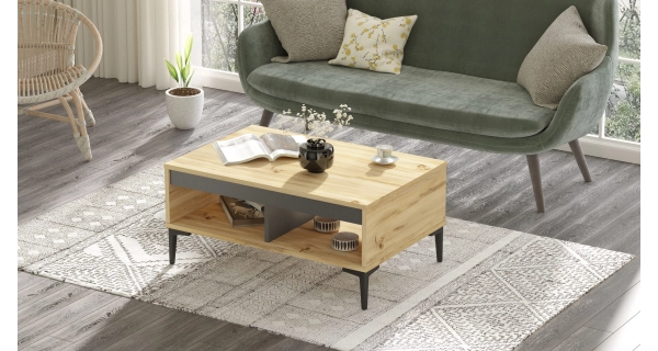 Konferenční stolek JERLAN, dub/antracit