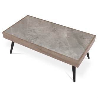 Konferenční stolek JERLOR, šedý mramor/černý