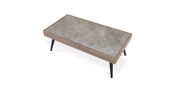 Konferenční stolek JERLOR, šedý mramor/černý