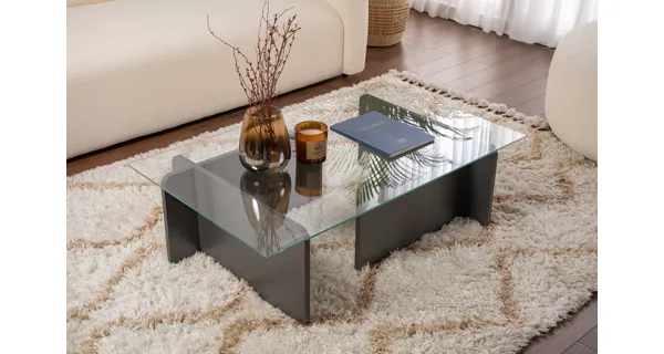 Konferenční stolek JERTRE, antracit/sklo