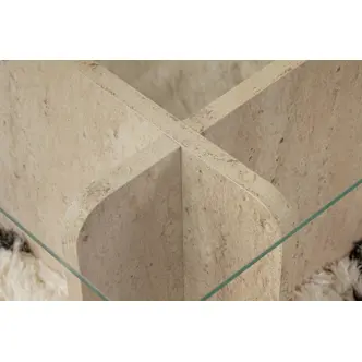 Konferenční stolek JERTRE, travertin/sklo