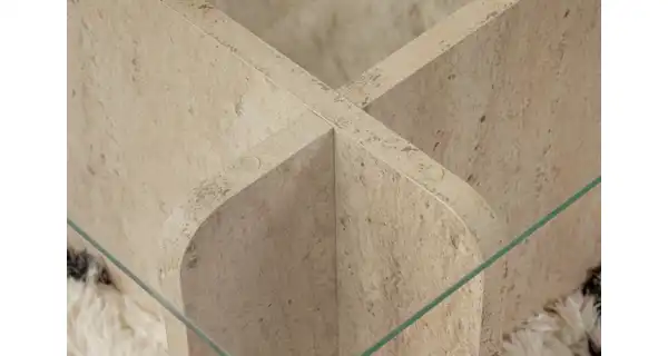 Konferenční stolek JERTRE, travertin/sklo