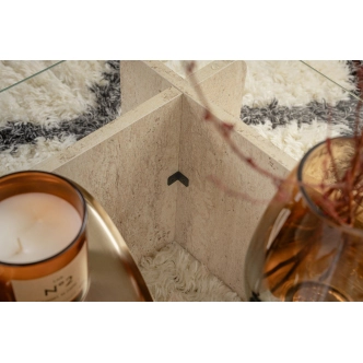 Konferenční stolek JERTRE, travertin/sklo