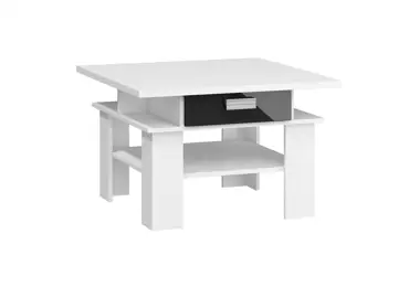 Konferenční stolek KEATING, bílá/černý lesk