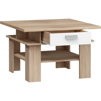 Konferenční stolek KEATING, dub sonoma/bílý lesk, 5 let záruka