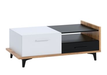 Konferenční stolek KNUT 2D2S, craft zlatý/bílá/černá, 5 let záruka