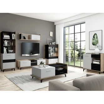 Konferenční stolek KNUT 2D2S, craft zlatý/bílá/černá, 5 let záruka