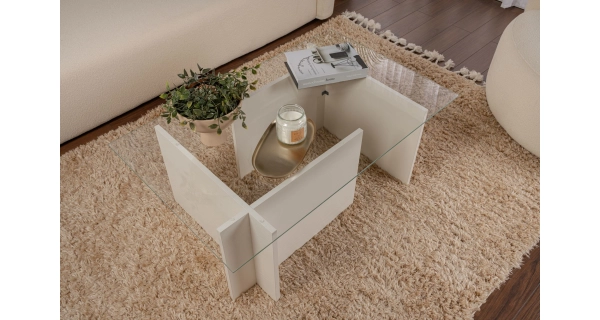 Konferenční stolek KOLTENA, bílé dřevo