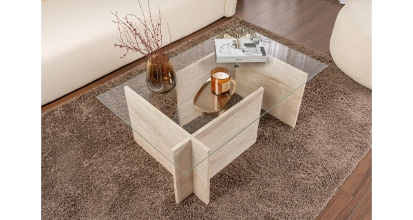 Konferenční stolek KOLTENA, travertin