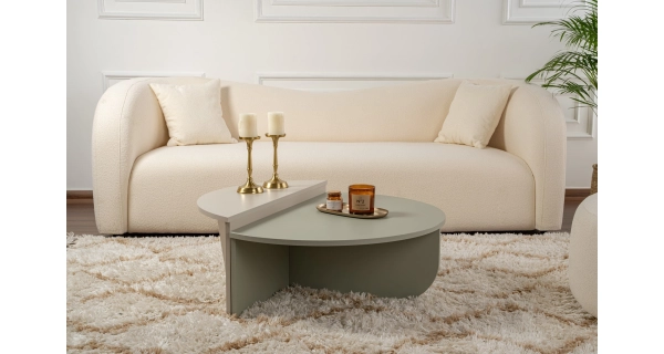 Konferenční stolek KRALTON, popelavě zelená/písková