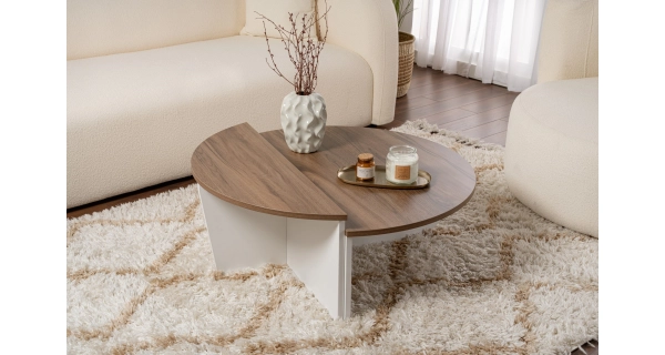 Konferenční stolek KRALTON, vlašský ořech/bílá