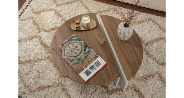 Konferenční stolek KRALTON, vlašský ořech/bílá