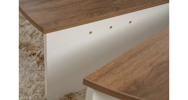 Konferenční stolek KRALTON, vlašský ořech/bílá