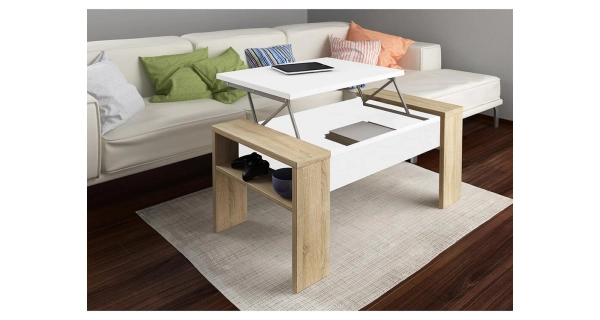 Konferenční stolek LAPU, dub sonoma/bílá