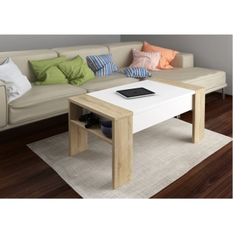 Konferenční stolek LAPU, dub sonoma/bílá