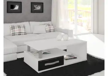 Konferenční stolek LEHUA , bílá/černý lesk