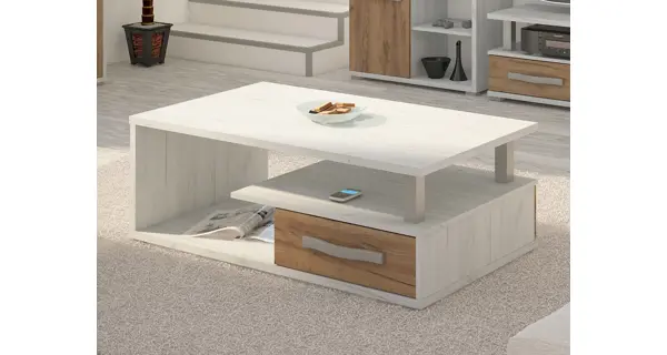 Konferenční stolek LEHUA, craft bílý/craft zlatý