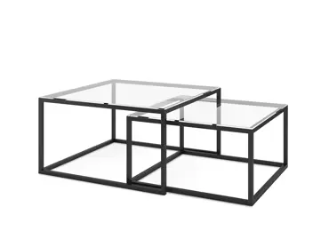 Konferenční stolek MELPO 2 v 1, sklo/černá
