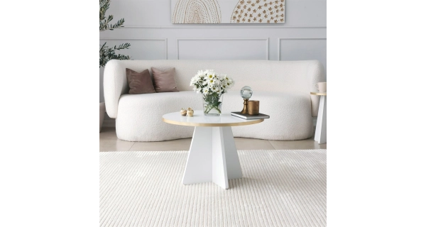 Konferenční stolek MELVOR, bílá/zlatá