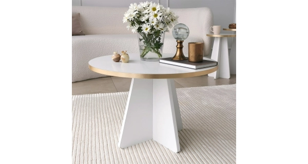 Konferenční stolek MELVOR, bílá/zlatá