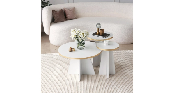 Konferenční stolek MELVOR, bílá/zlatá