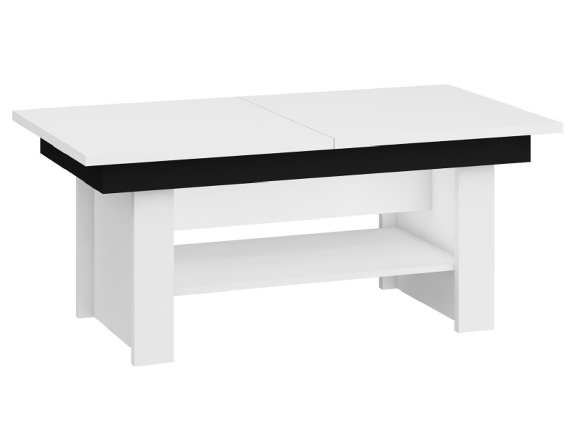 Levně Konferenční stolek ARARAT rozkládací lesklý, barva: bílá/černý lesk, 5 let záruka