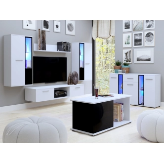 Konferenční stolek MIWA, bílý mat/černá