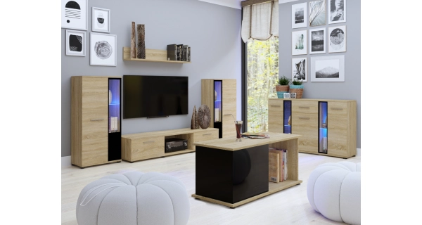 Konferenční stolek MIWA, dub sonoma/černá