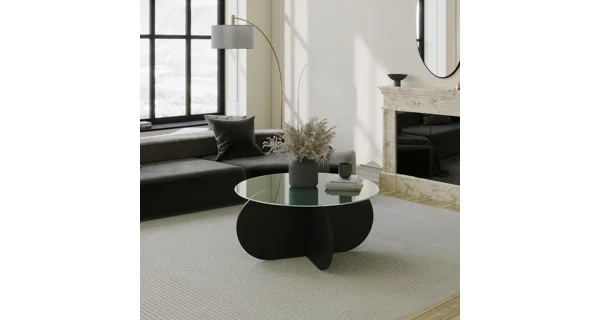 Konferenční stolek POLSOR, černá/sklo