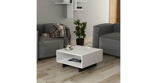 Konferenční stolek POLZEL, bílá/antracit