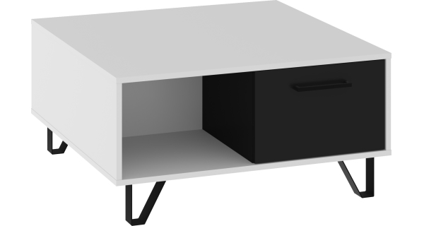 Konferenční stolek PRUDHOE 2D, bílá/černý lesk, 5 let záruka