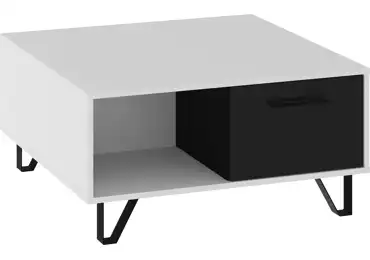 Konferenční stolek PRUDHOE 2D, bílá/černý lesk