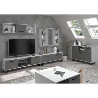 Konferenční stolek PRUDHOE 2D, craft bílý/grafit, 5 let záruka