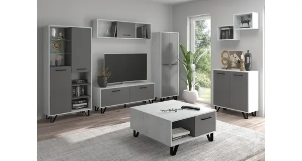 Konferenční stolek PRUDHOE 2D, craft bílý/grafit