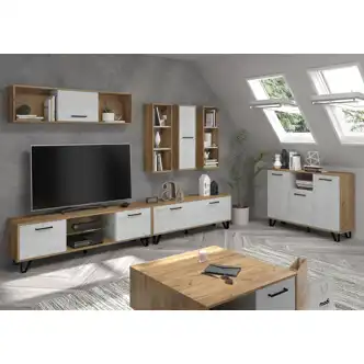 Konferenční stolek PRUDHOE 2D, craft zlatý/craft bílý, 5 let záruka