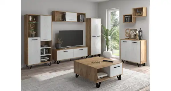 Konferenční stolek PRUDHOE 2D, craft zlatý/craft bílý