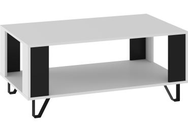 Konferenční stolek PRUDHOE, bílá/černý lesk, 5 let záruka