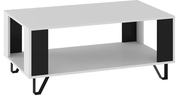 Konferenční stolek PRUDHOE, bílá/černý lesk
