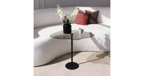 Konferenční stolek REVALON, černý kov/sklo