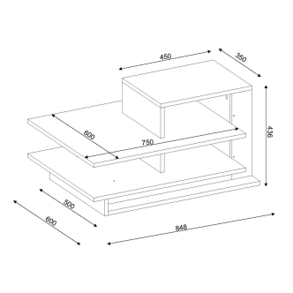 Konferenční stolek SEGUIN, bílá/ořech vlašský