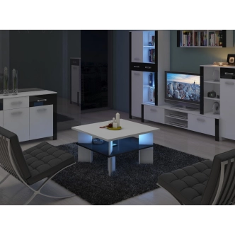 Konferenční stolek SENTANI I, bílá/černý lesk, 5 let záruka