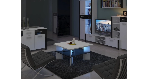 Konferenční stolek SENTANI I, bílá/černý lesk, 5 let záruka